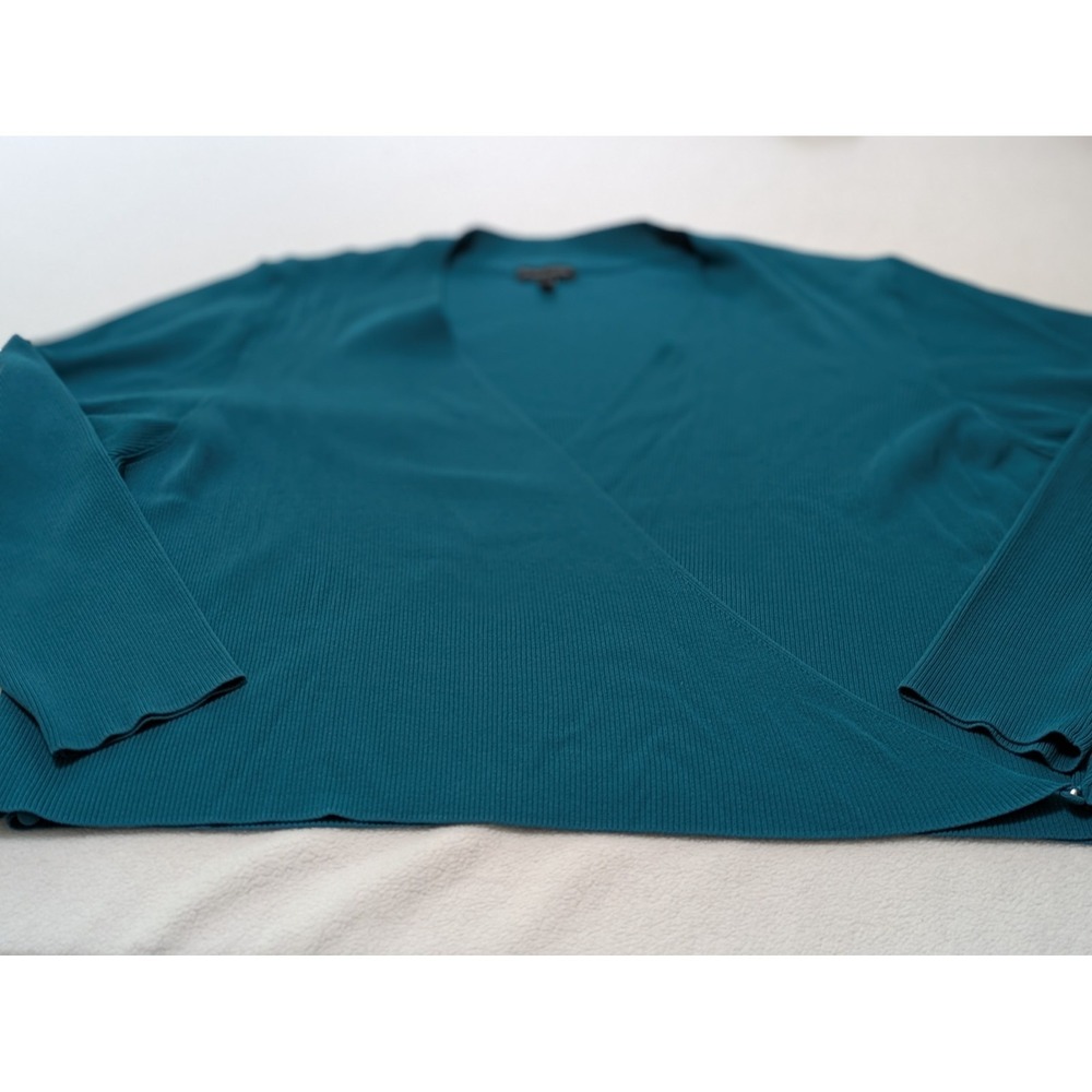 Universal Standard Wrap Top Women 2X Blue Teal Ribbed Shirt Long Sleeve